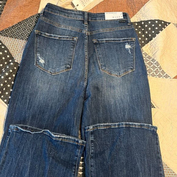 RISEN JEANS HIGH RISE WIDE LEG DISTRESSED Style RDP5031 SIZE 9 - Picture 3 of 4